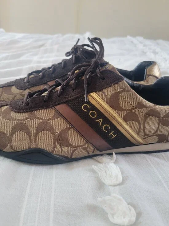 Classic Coach Jayme sneakers in the iconic khaki/brown signature canvas Sz 11 - Picture 4 of 9